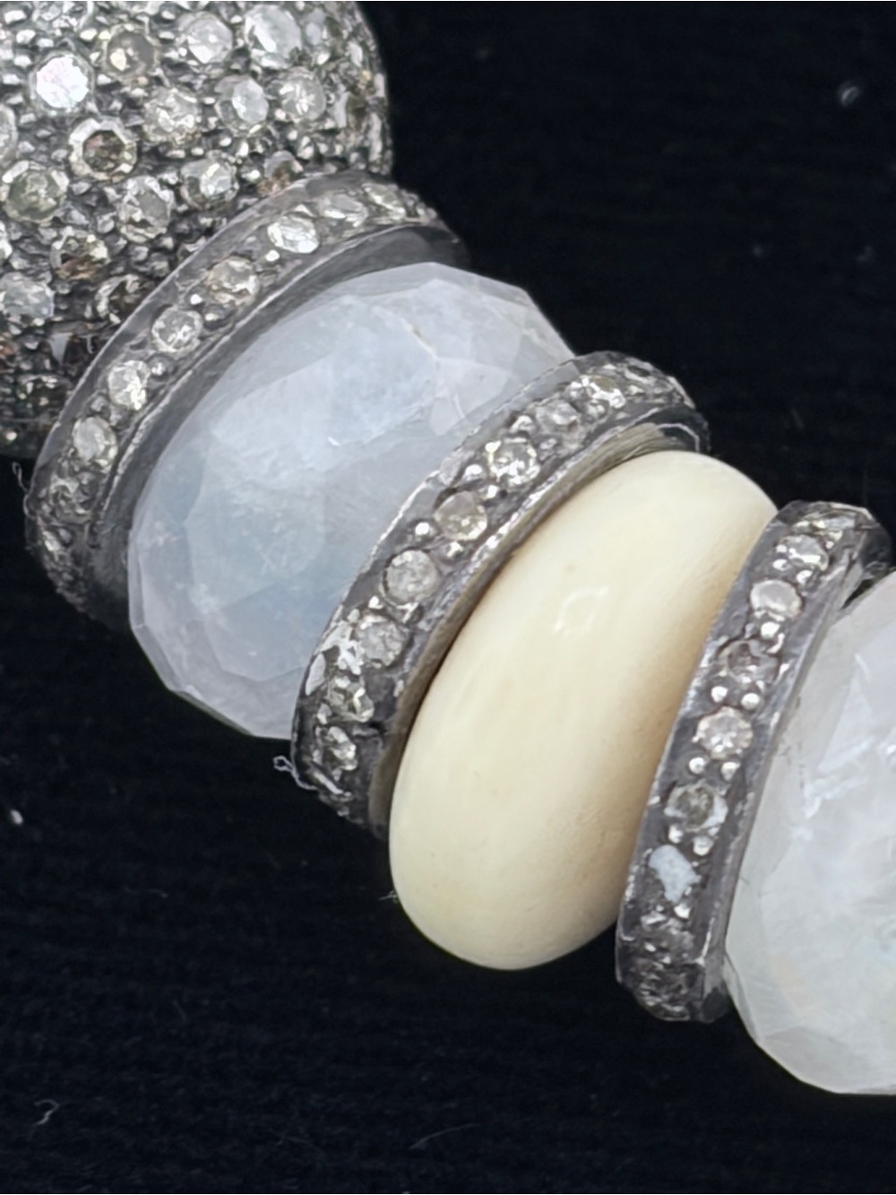 new Moonstone Bone Diamond Beaded Bracelet - Picture 9 of 17